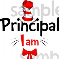 Principal I am iron on transfer, Cat in the Hat iron on transfer for Principal,(1s)